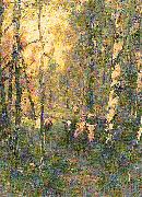 Cows in a birchwood
